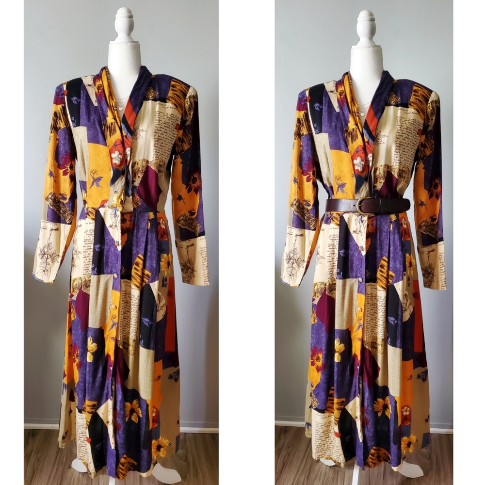 Lindsey Scott | Vintage Floral Mixed Print Long Sleeve Maxi Dress